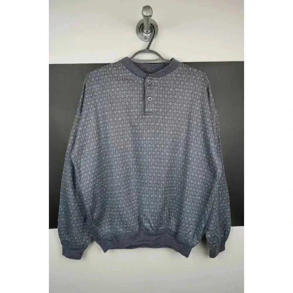 Vintage Sweater Knit 90s Geometric Pattern Pastel Blue Women's Large | Item #698
